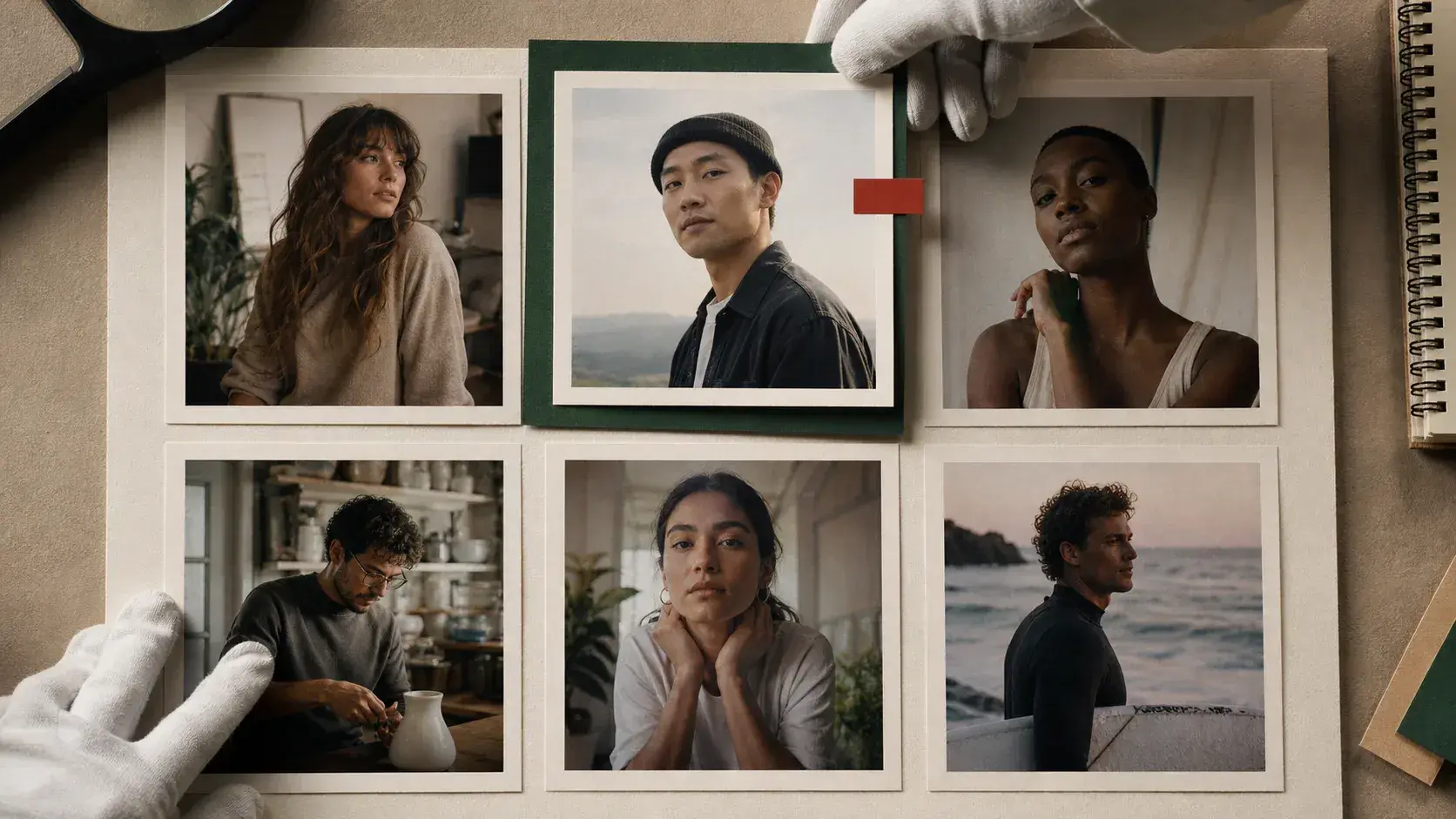 Creator profiles organized into a research contact sheet with decision signals